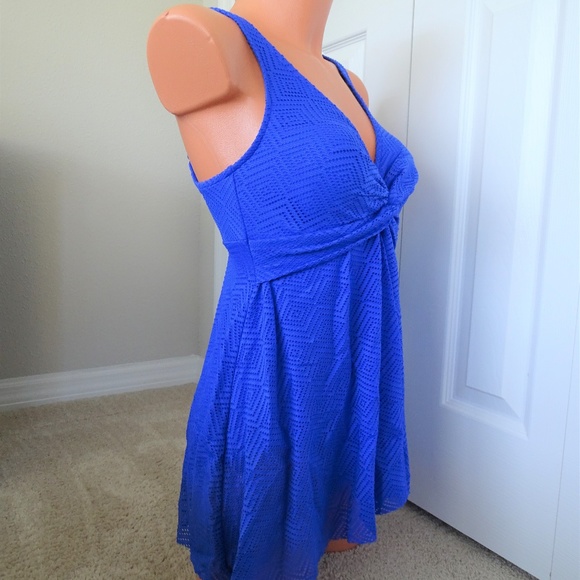 Swim Solutions Crochet Flyaway Blue Swimsuit NWT - Picture 3 of 4